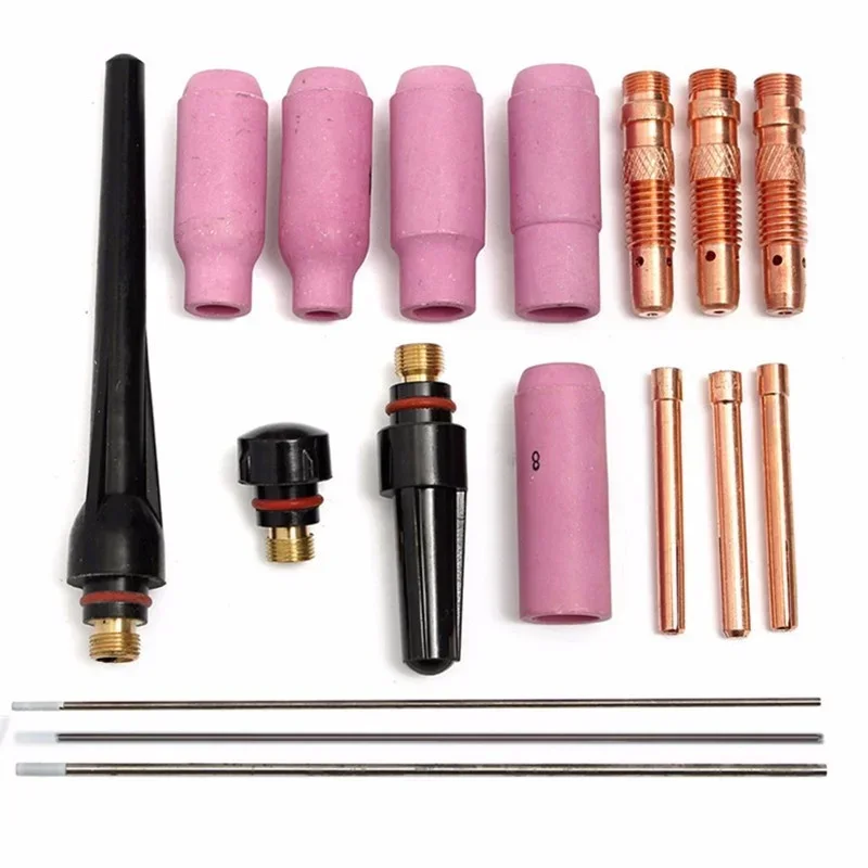 

17Pcs TIG Welding Torch Cup Collet Body Nozzle Tungsten Kit Tools WP-17 WP-18 WP-26