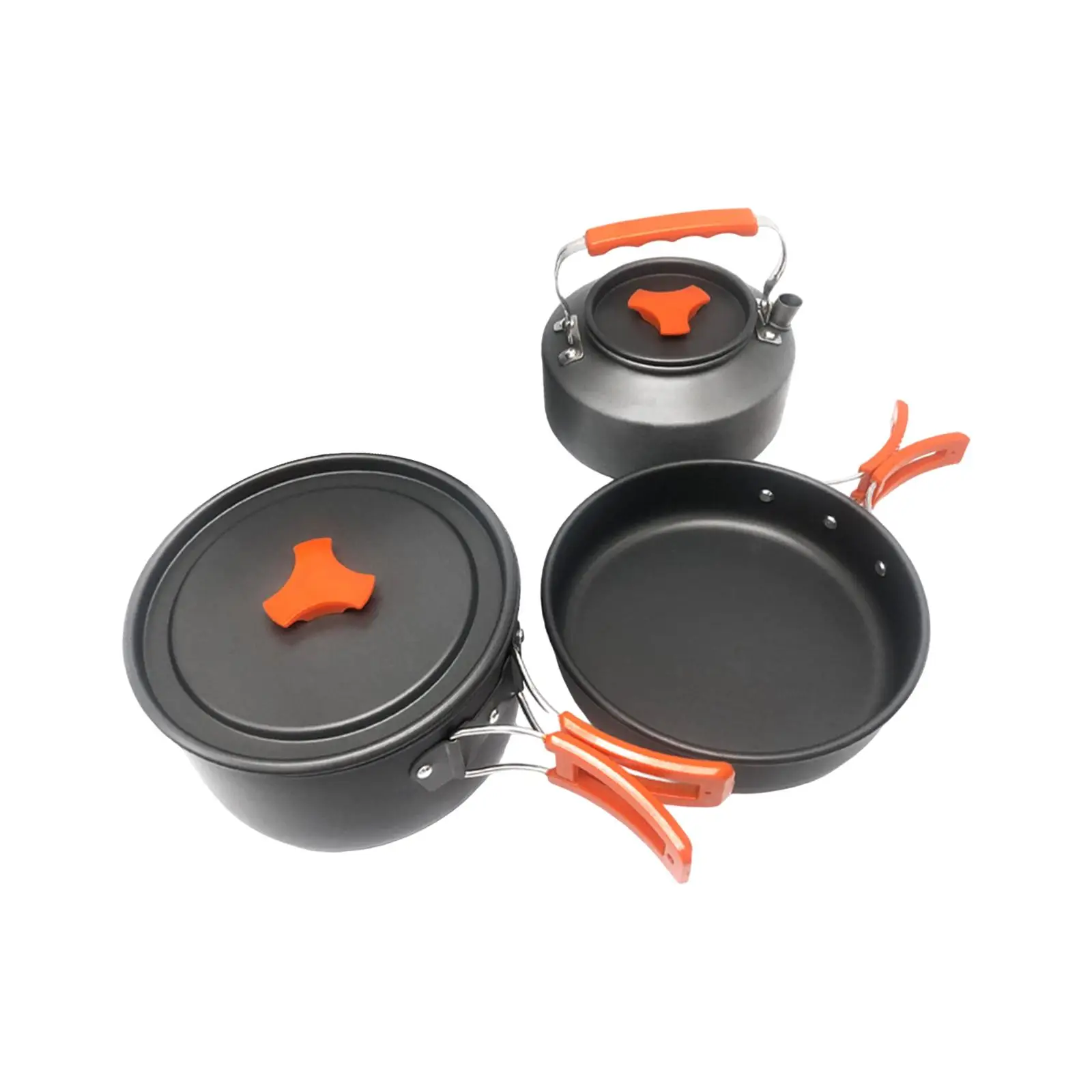 

3 Pieces Camping Cookware Set Portable Aluminum Alloy Pot Pan Kettle Cooker Set for Travel Backpacking Outdoor Kitchen Picnic