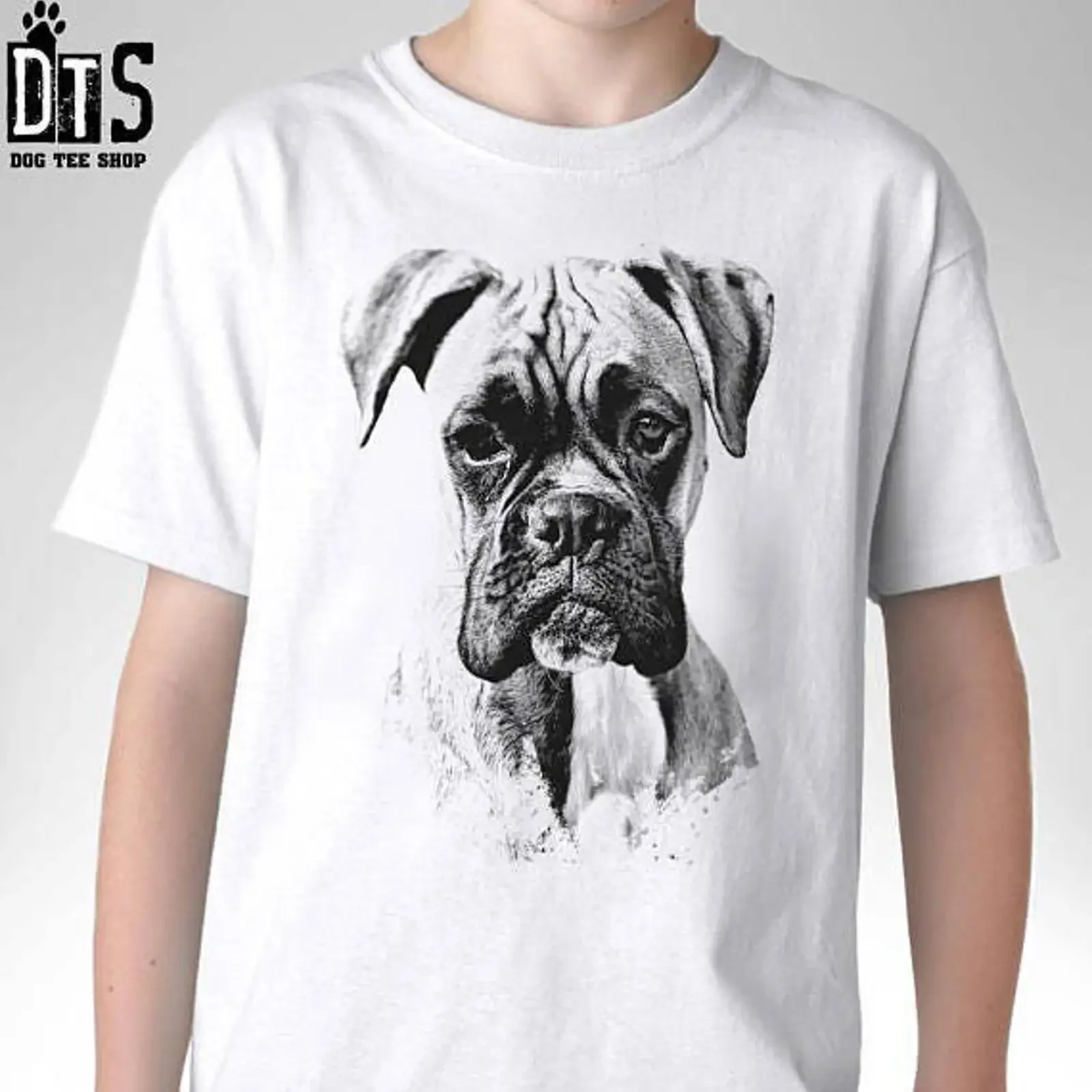 Vintage Boxer Dog Head T shirt for Lovers Christmas Birthday Present Casual Mens Kids Clothing vintage Washed Versatile homme