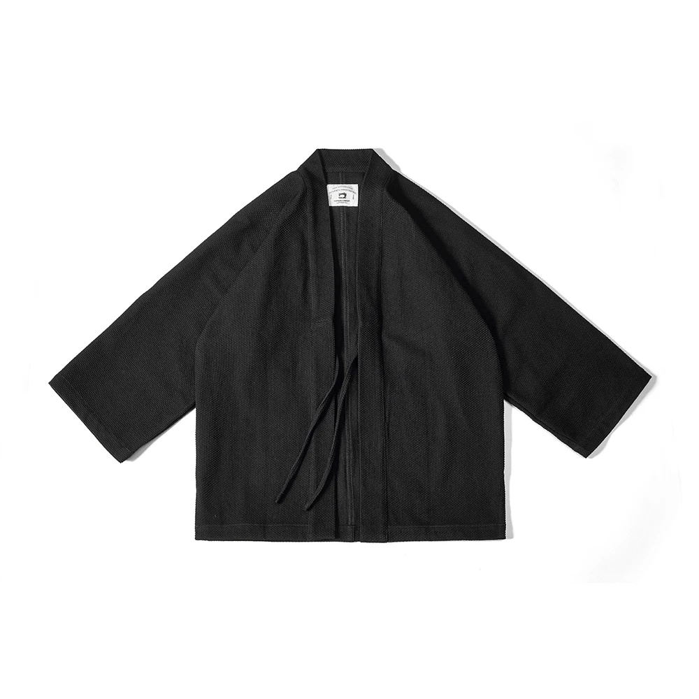 Vintage Japanese Kendo Indigo Dye Jacket 600g Heavy Men\'S Black Solid Color Coat Sashiko Fabric Robe Plant-Dyed Ink-Dyed Kimono