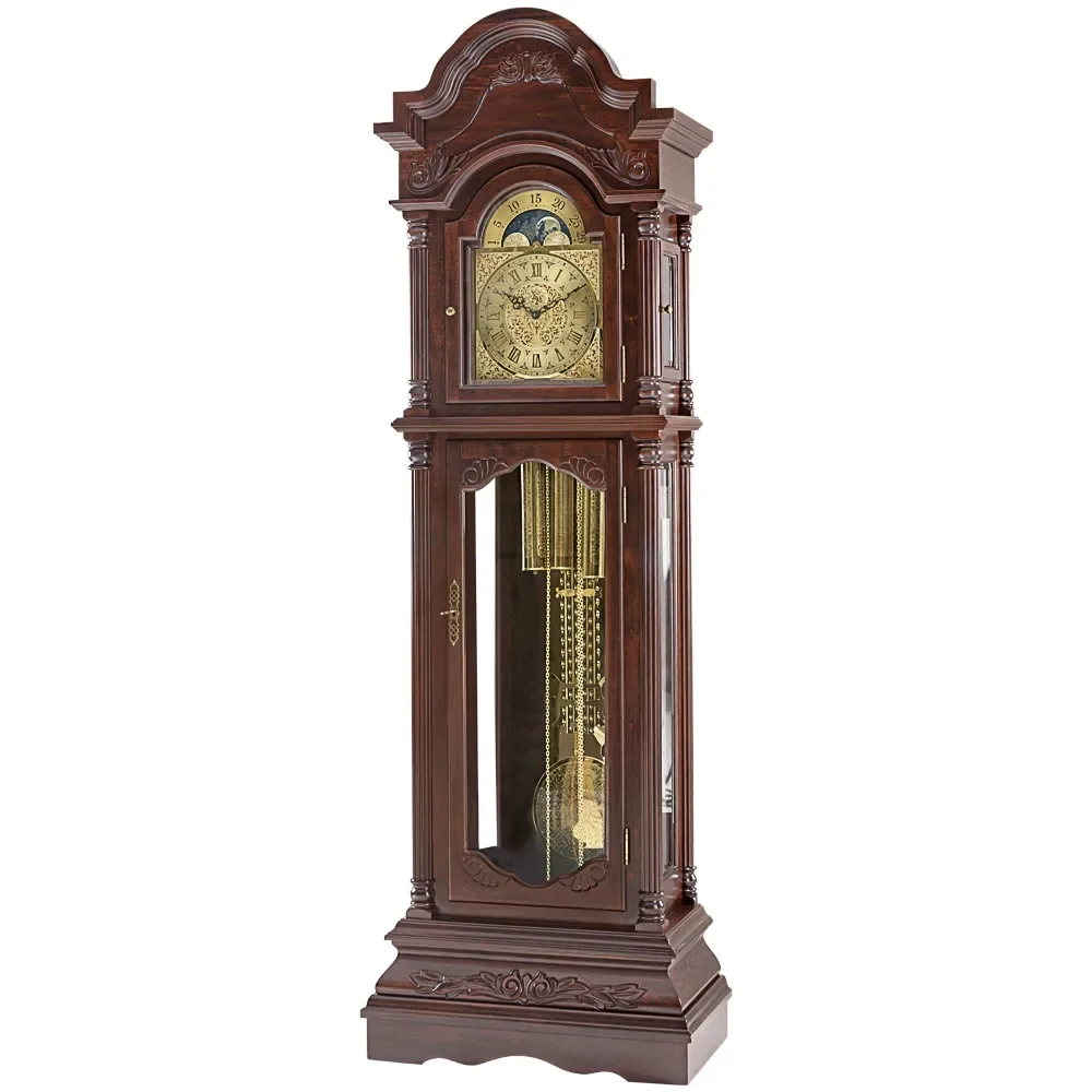 Floor Clock Living Room Standing Grandfather Clock Solid Wood Mechanical Eight-Tone Movement Twelve-Tone Zipper Movement