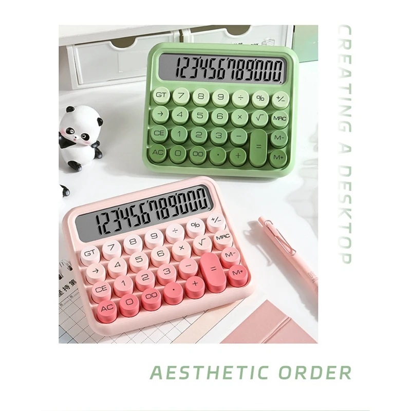 A35Q-Desktop 12 Digit Cute Calculator, Mechanical Switch Design, Large LCD Display Big Button Calculator