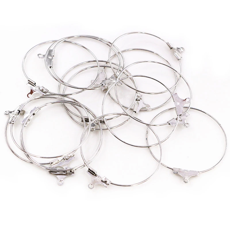30pcs 20 25 30 35 40 45mm Hoop Earrings Big Circle Ear Wire Hoops Findings For DIY Jewelry Making Supplies Accessories