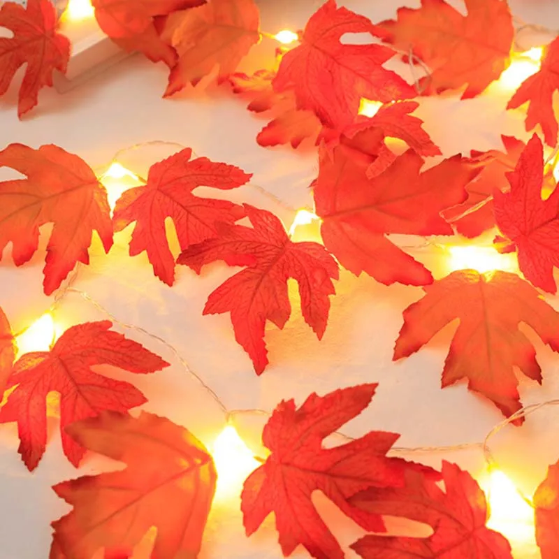 1.5/3/6/10M Christmas Decoration Artificial Maple Leaf Leaves LED Light String Lantern Garland Home Party DIY Deco Halloween New