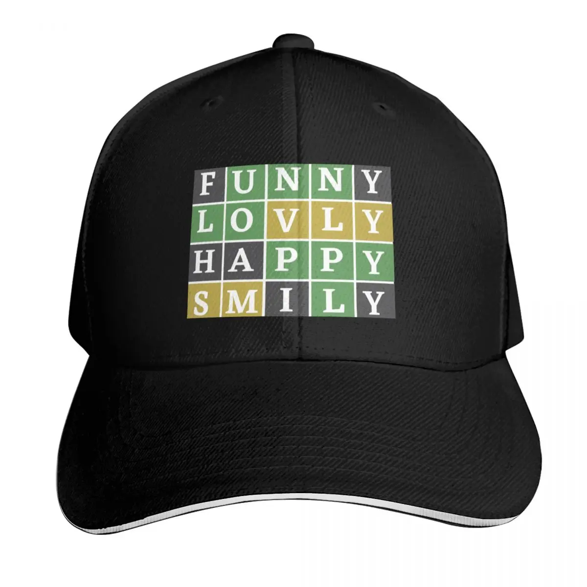Learn happiness through Wordle Puzzle Game -Enjoy, Lovly, Happy, Smily Baseball Cap Men Women Casual Summer Sport Sun Cap