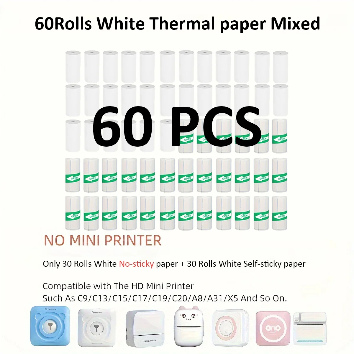 60PCS Thermal Paper MINI Printing wholesale Self-adhesive Label Sticker For Mini Printers Stickers Photo Sticky paper scrapbook