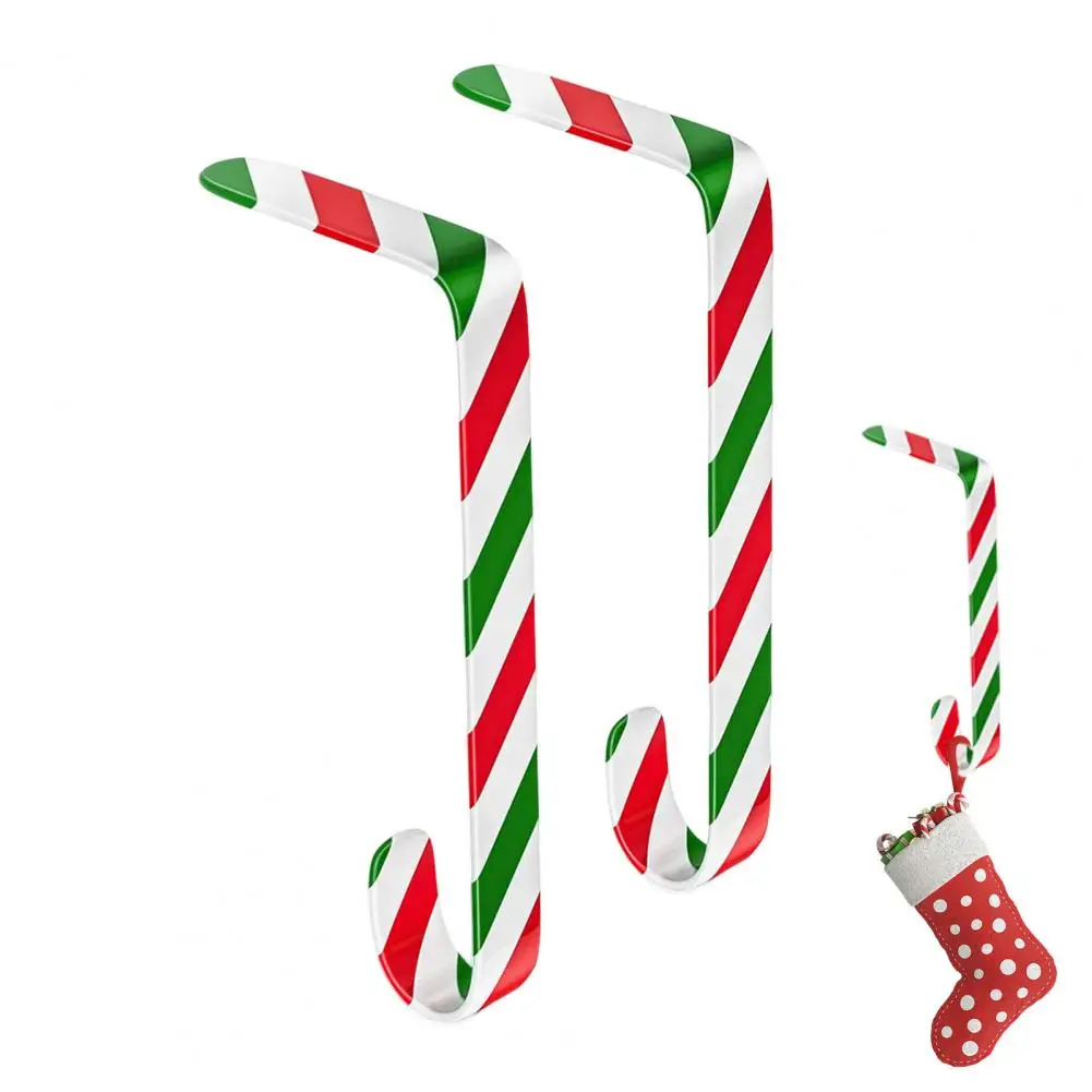 Christmas Doll Hangers Candy Cane Stocking Holders Candy Cane Christmas Stocking Hooks for Mantel Non-slip Holders for Fireplace