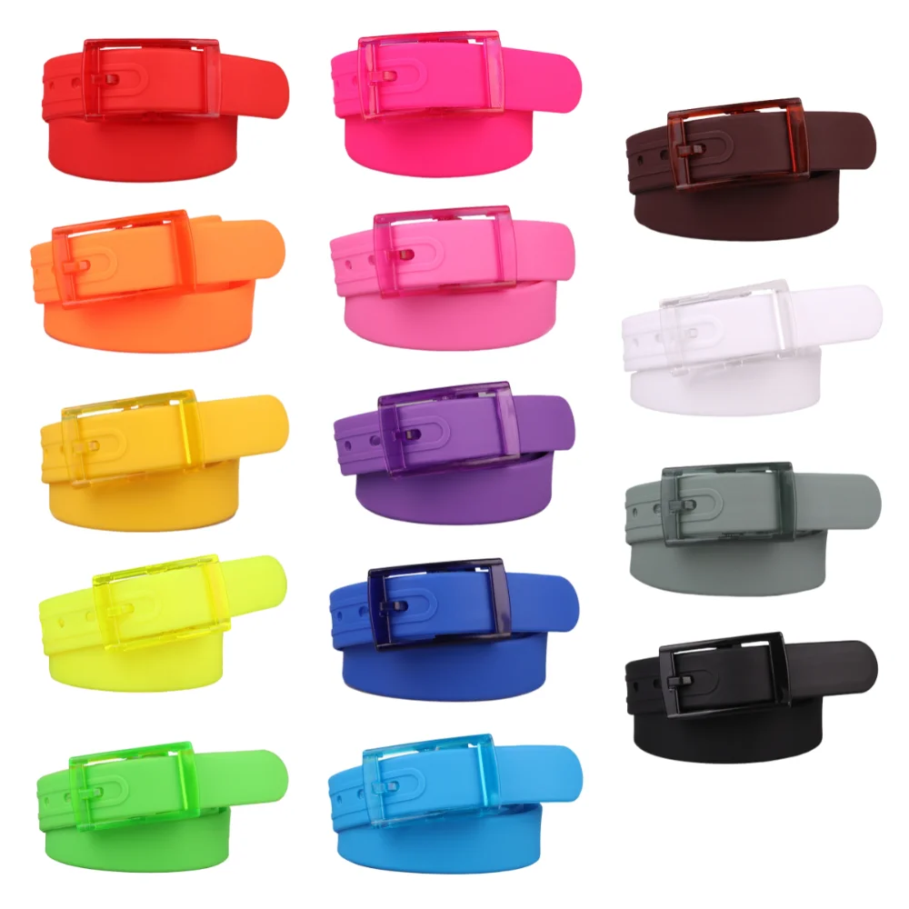 Cintura con fibbia ad ardiglione in silicone anti-allergia Cintura per jeans colorata senza metallo Cintura casual chic color caramello