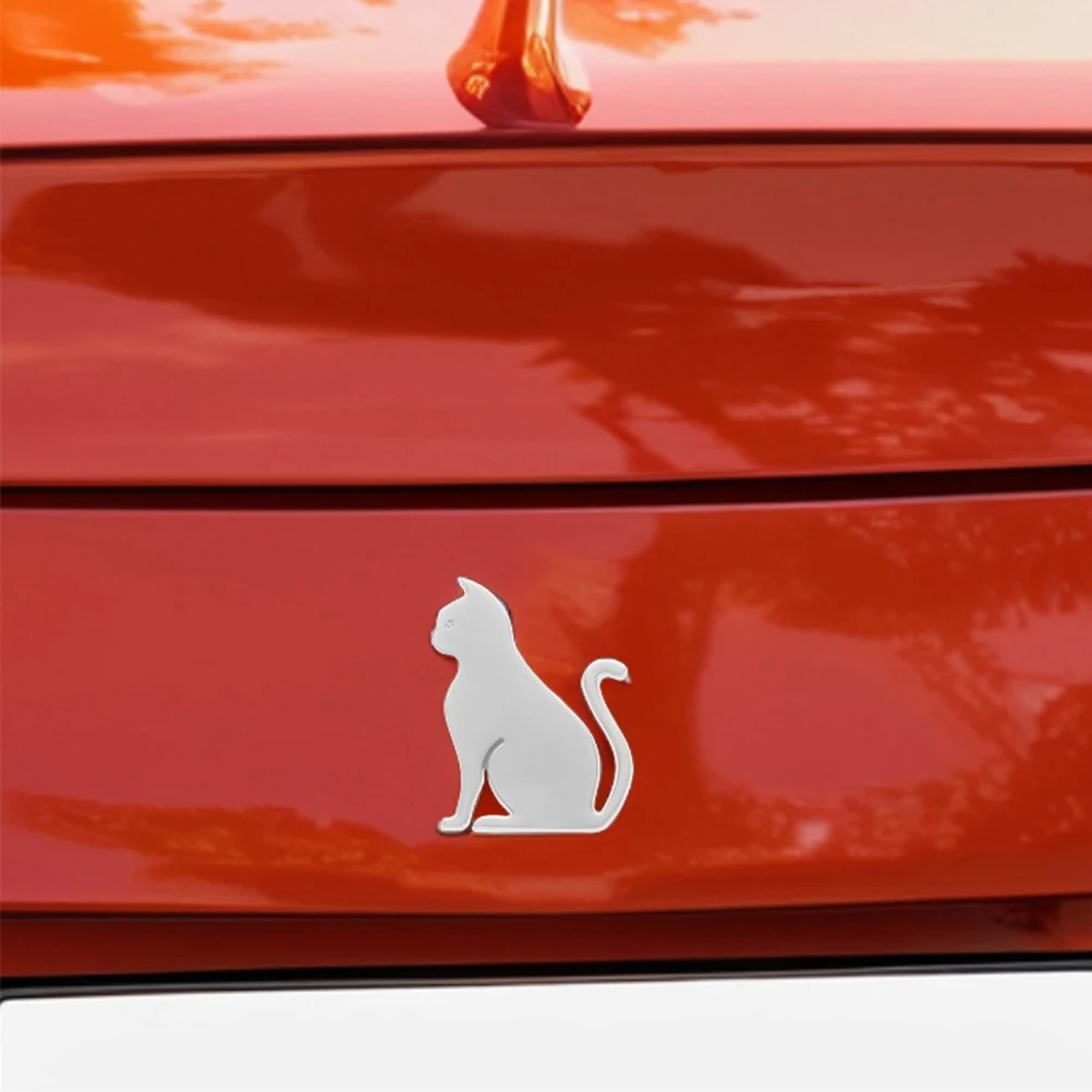 

2pcs Cat Sticker Metal 3D Animal Decal Car Badge Adhesive Universal Scratch Resistant Bumper Stickers For Cars Exterior