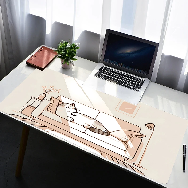 Mouse Pad Laptop Rubber Extended Desktop Mat Computer Gamer Cartoon Mousepad PC Gaming Accessories Cute Cartoon Cat Keyboard Pad