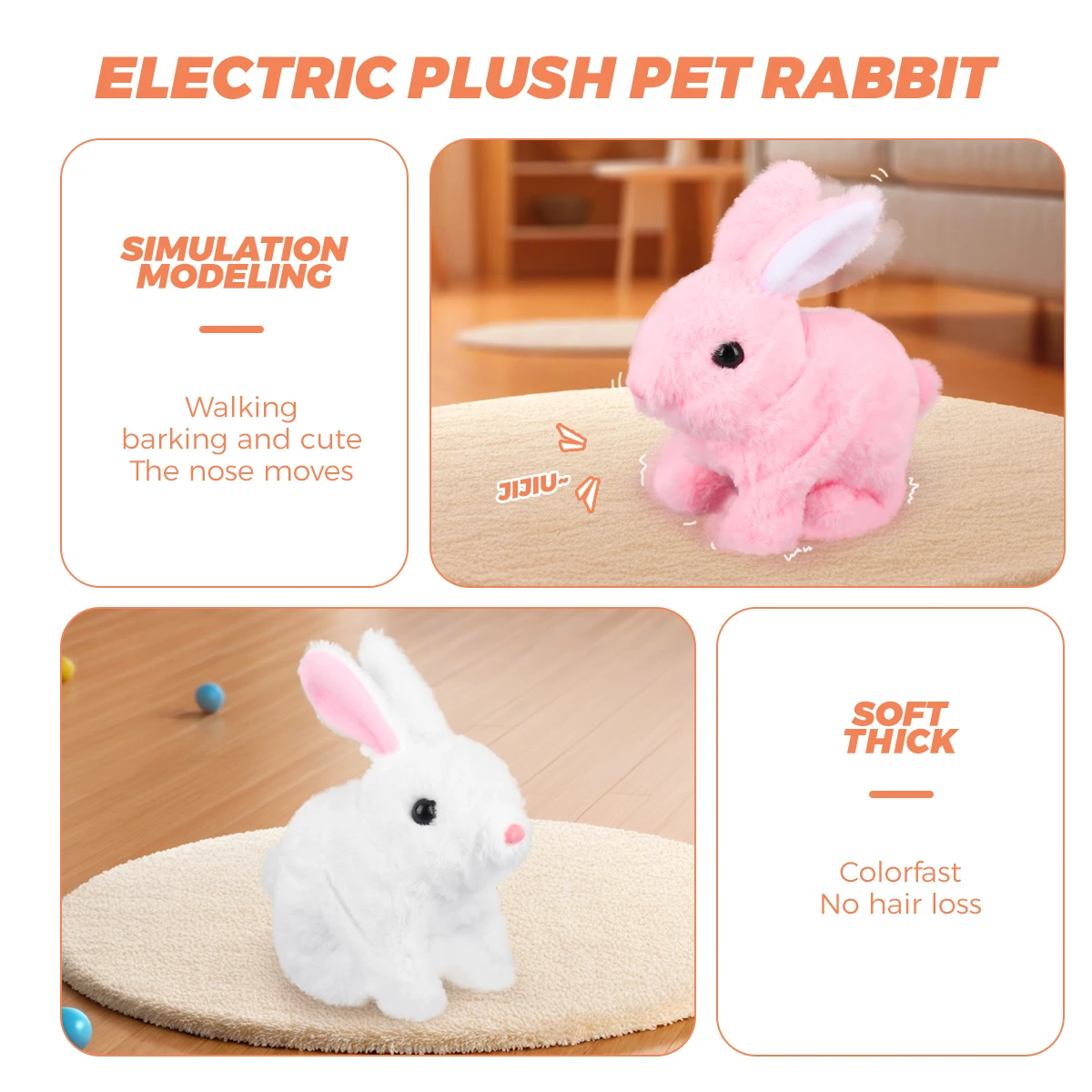 Peluche elettronico coniglietto pasquale simulazione coniglio che cammina suono bocca mobile che scuote le orecchie giocattoli per animali domestici per regali di Pasqua di compleanno