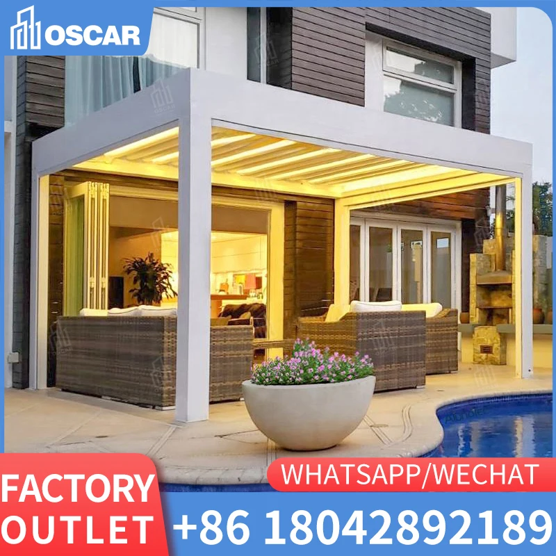 

Four seasons 4*4 3*3 Motorized electric aluminum pergola outdoor aluminum with rainproof pergola