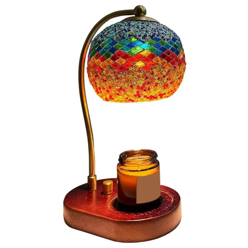 A93Z Stained Glass Electric Candle Warmer Lamp-Mosaic Design With Dimmer Function, Tiffany Style Turkish Wax Melter US Plug Melt
