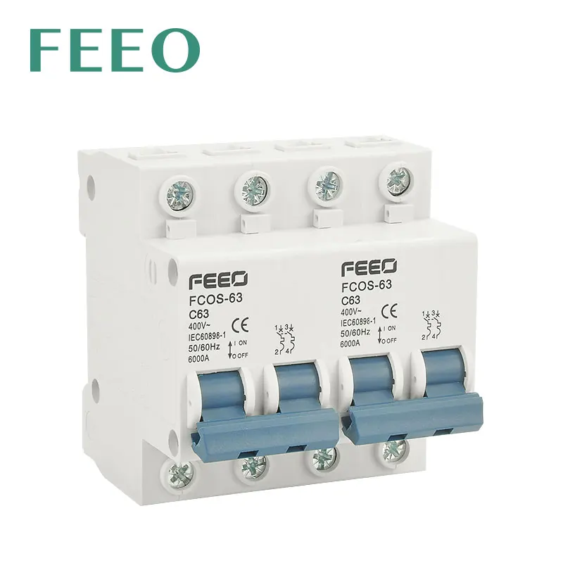 FEEO 2P+2P 63A AC Dual Power Protector Solar Manually Transfer Switch MTS Interlock Electric Circuit Breaker Protection Machine