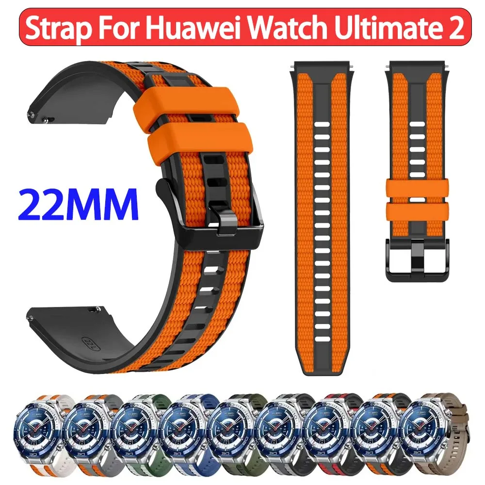 Replacement 22Mm Strap for Huawei Watch Ultimate 2 / GT 6 5 Pro GT6 GT5,46Mm Two-Color Silicone Wristband,for Both Men And Women