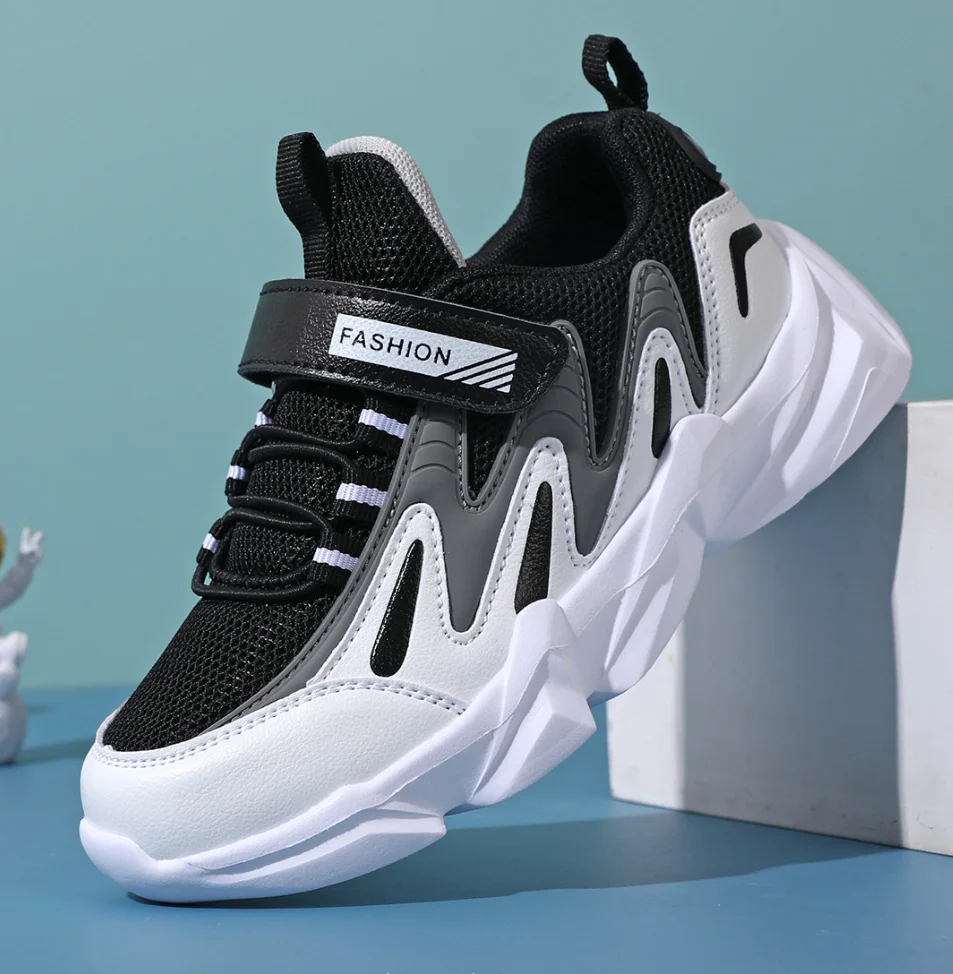 

Детская обувь, новинка весны 2024, сетчатые детские кроссовки для мальчиков, кроссовки с буфером, уличная повседневная обувь для баскетбола и тенниса