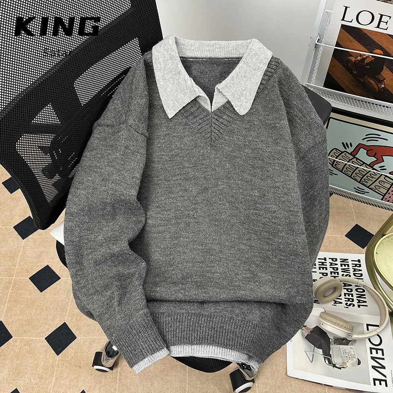 

ay Collared Knitwear Women's Base Layer irt Korean Sle Loose Fit Casual Top Winter Season Faion Trend