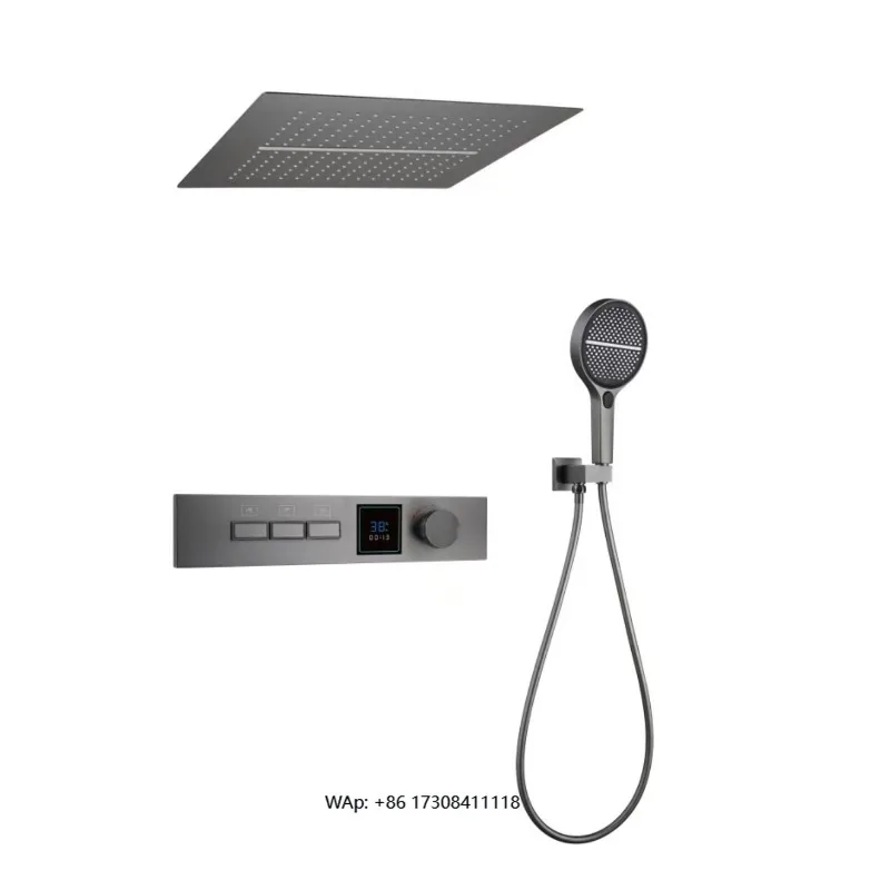 3-Way Deluxe Ceiling Shower Bathroom Embedded Rainfall Shower Head 400 * 400mm Thermostatic Mixer Faucet System