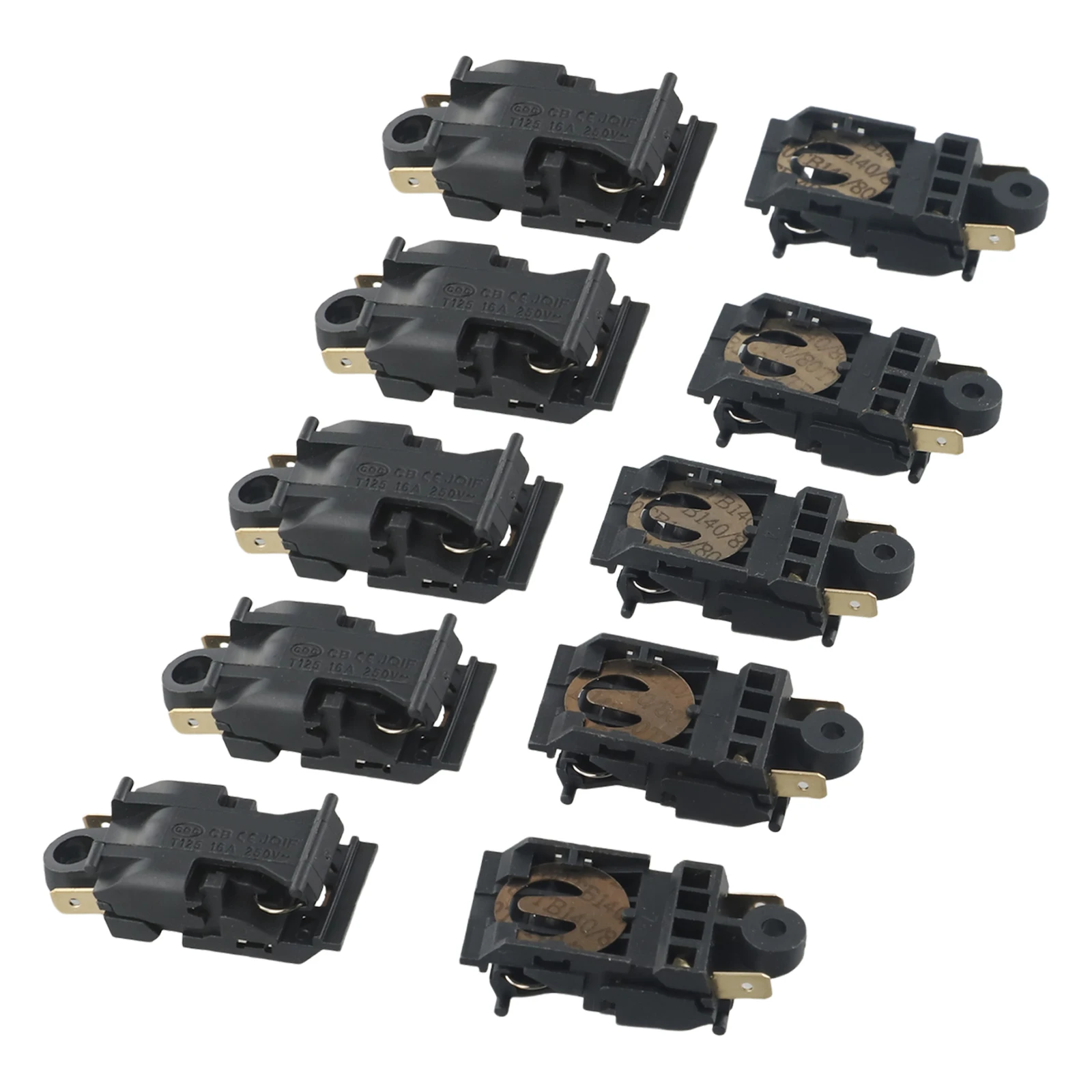 

10-piece Electric Kettle Switch Thermostat Temperature Control XE-3 JB-01E 16A 250V Black 4.6x2.2mm 1.81x0.87"