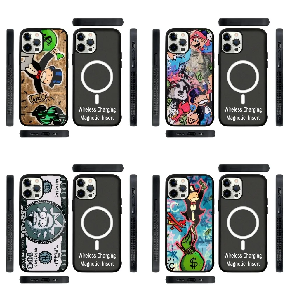 

Cartoon Luxury Monopoly Phone Case Strong Magnetic For IPhone 16,15,14,13,Pro,Max,Plus,11,12,Mini For Magsafe Wireless Charging