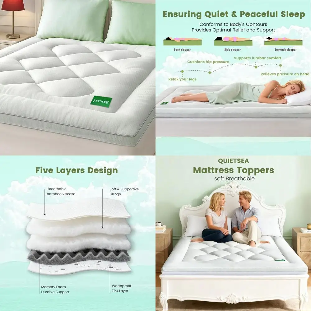 

Mattress Topper King Size Mattress Pad,Viscose Made from Bamboo Mattress Cover,Pillow Top Mattress Topper for Back Pain Relief,W