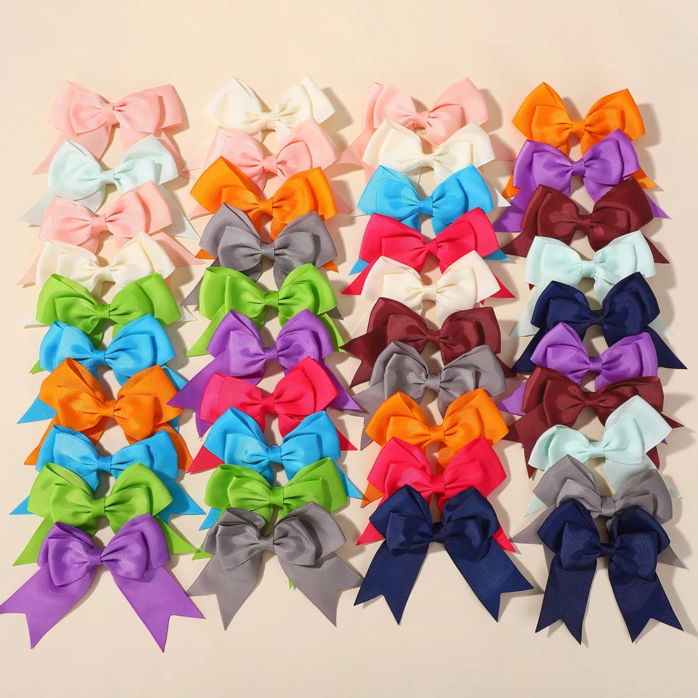 40 Stück zufällige Farbe, niedliche Haarspangen, Schleife, für Babys, handgefertigte Schleifen, Haarnadel, Haarspangen, Kopfbedeckung, Baby-Haar-Accessoires