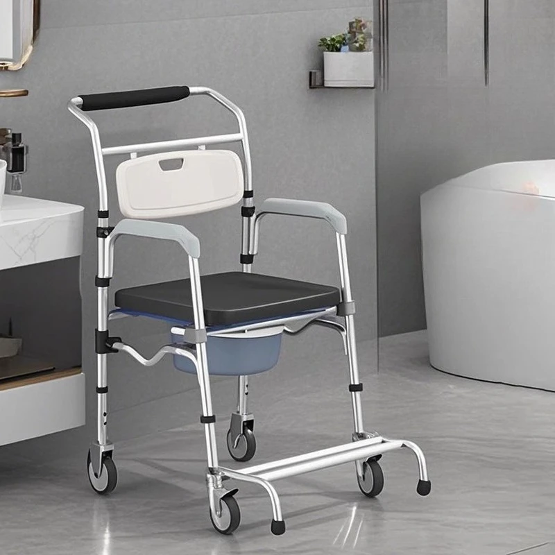 

Elderly Specific Toilet Seat Mobile Folding Disabled Patient Indoor Wheelchair Shower Bathroom Chairs Old Man Bedside Commode