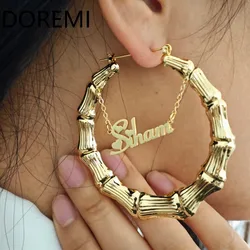 DOREMI Custom Hoop Personazlied Name Pendant Charms Hang Name Bamboo Hoop
