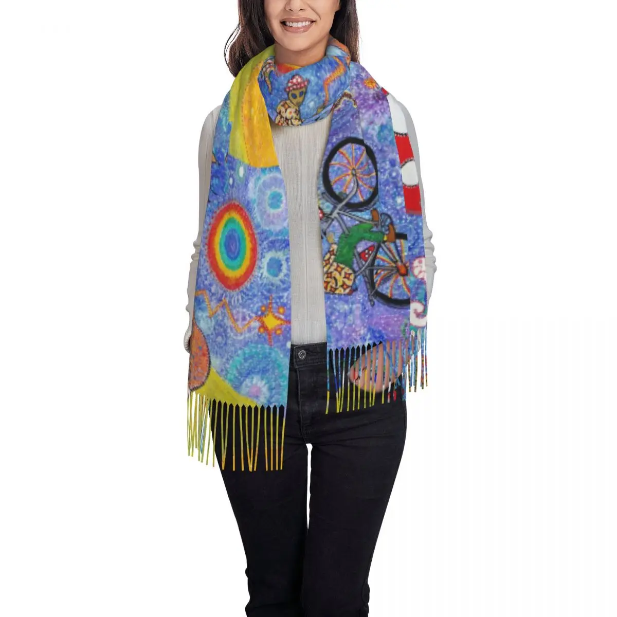 Custom Printed Bicycle Day 1943 Trip Scarf Men Women Winter Warm Scarves Albert Hofmann LSD Shawl Wrap