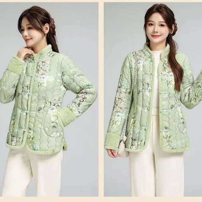 

Winter Velvet New Style, Thickened Chinese Style Women's Clothing, Retro Button Cotton Clothing, Elegant