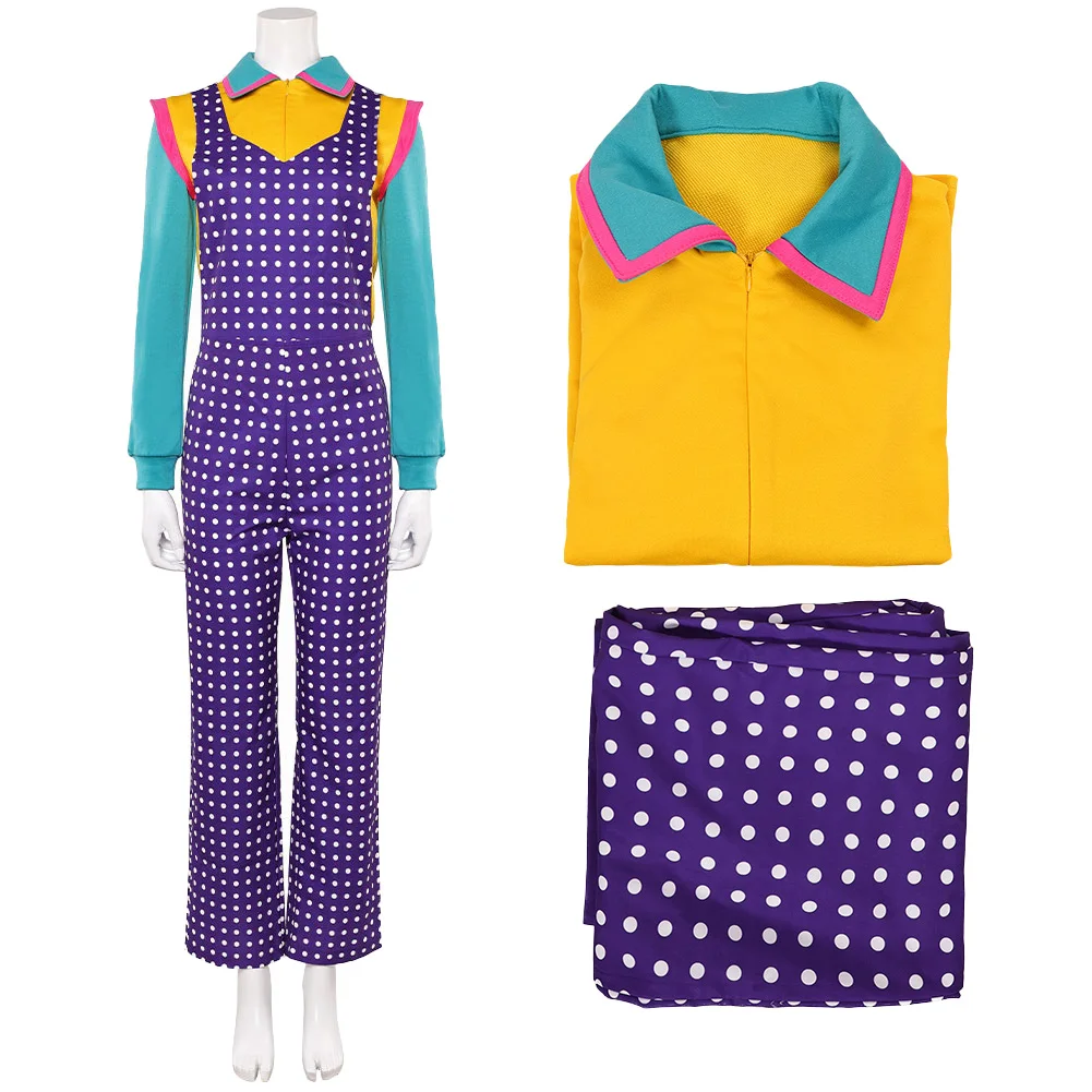 Disguise TV ST 5 2 Holly Wheeler Cosplay Purple Dot Overalls Costume Shirt Clothing Set Outfits Women Halloween Carnival Party