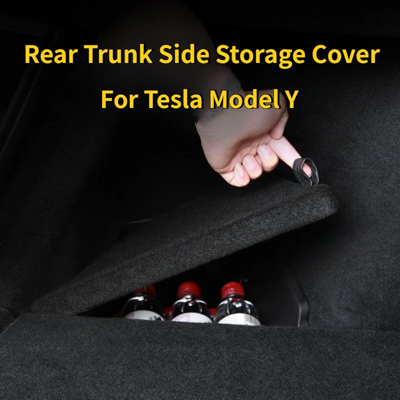 

For Tesla Model Y Juniper Berlin Side Storage Box Lids Rear Trunk Organizer Lids Flocked Cover Plate Garbage Bins Accessories