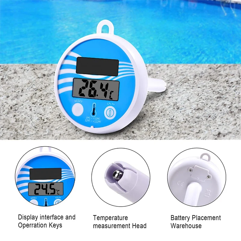 Termómetro Digital Solar para piscina, medidor de temperatura flotante, inalámbrico, fácil lectura