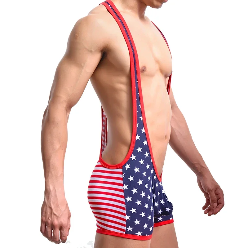 Sexy Men Undershirt Wrestling Singlet Men Boxer Short Jumpsuit Underwear One-Piece Bodysuits Tank