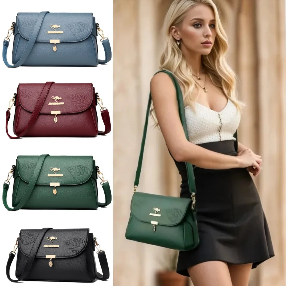 

Fashion Durable Multi Pocket Shoulder Bag Zipper Casual Middle Aged Mom Bag Leather Adjustable Strap Small Square Bag Daily