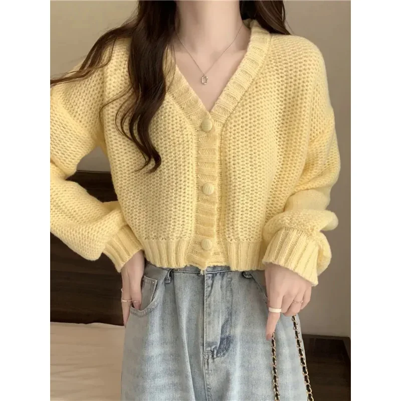 Women sweater cardigans V-neck button up casual knit sweet cardigan coat for woman 2024 Autumn Winter