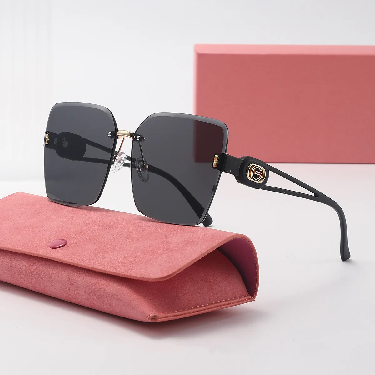 Damen-Sonnenbrille im neuen Stil, rahmenlos, mit geschliffenen Kanten, kleine, elegante Sonnenbrille DS-2448, modische Brille für Damen – Detail 1