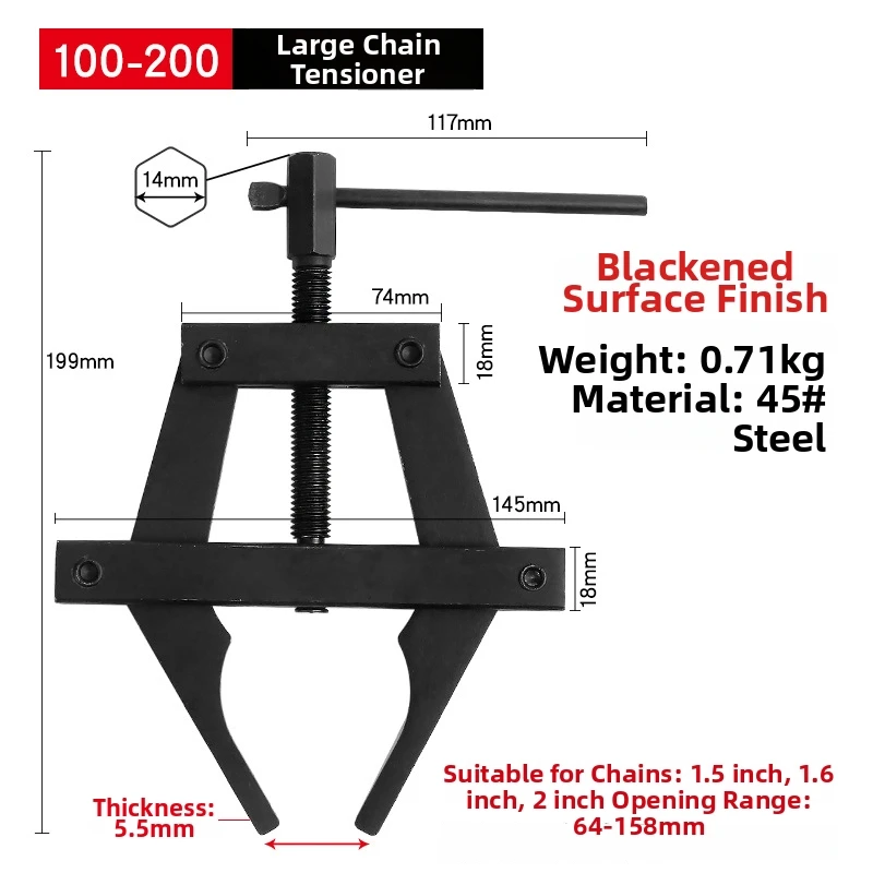 Chain Bracket Tool Chain Connector Kit Chain Maintenance Chain Replacement Black Forged Steel Jaws Maximum Strength