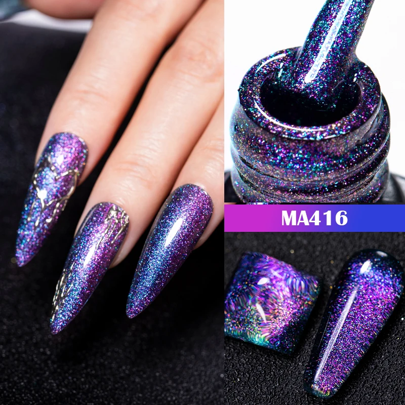 MEET ACROSS 7ml Chameleon Glitter Nail Gel Polish Semi Permanent DIY Nail Art UV/LED Painting Gel Polish For Nails Manicure DIY