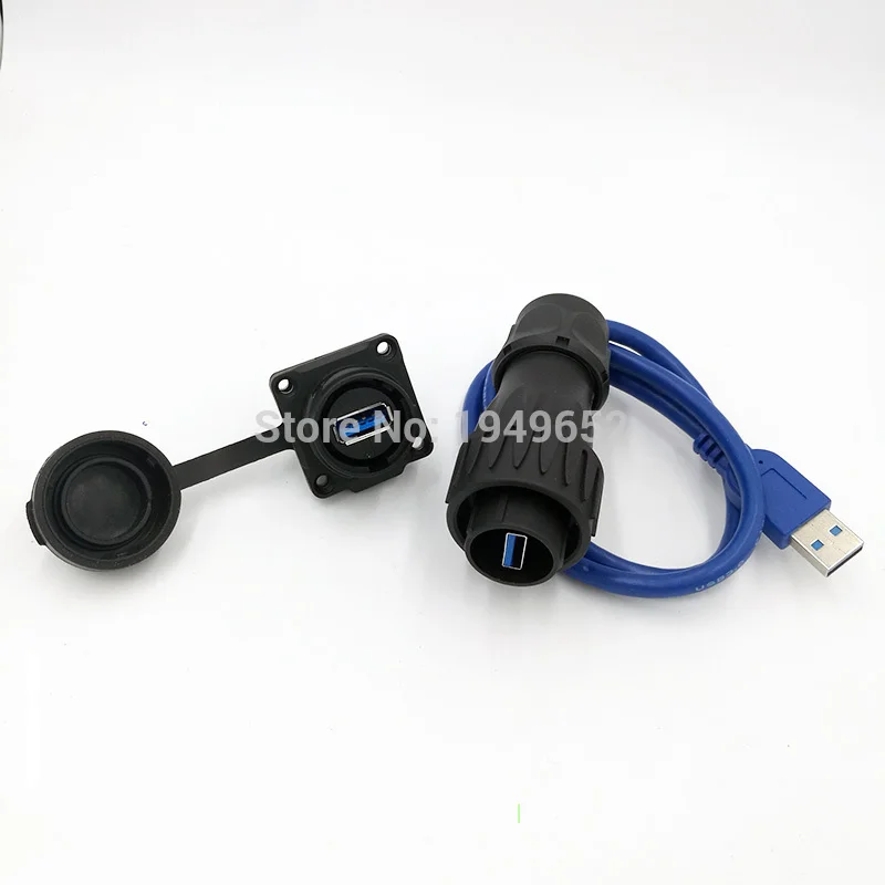 Conector de datos impermeable USB M24, IP67, montaje en panel, a prueba de agua, H24