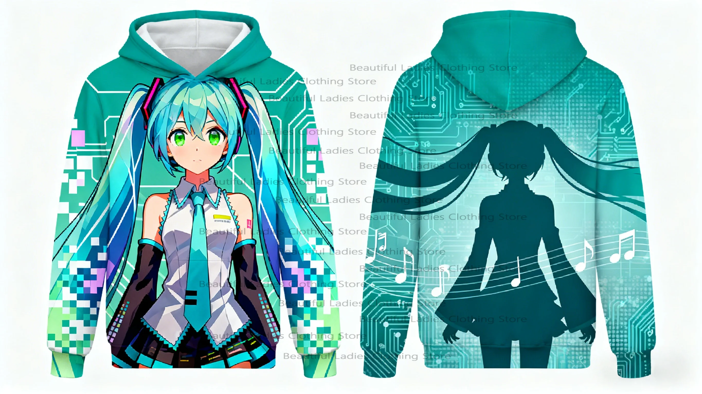 Outono feminino casual moda hoodie com hatsune miku impressão dos desenhos animados estilo streetwear lounge wear na moda anime moletom