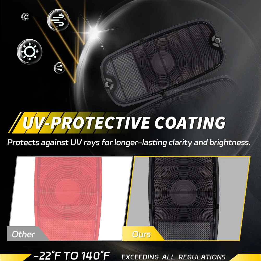 2 Piezas para Camionetas Chevrolet C10 C20 C30 K10 K20 1960-1966 y GMC 1000 1500 2500: Reflector de Luz de Freno Trasera y Cubierta de Luz Trasera DRL