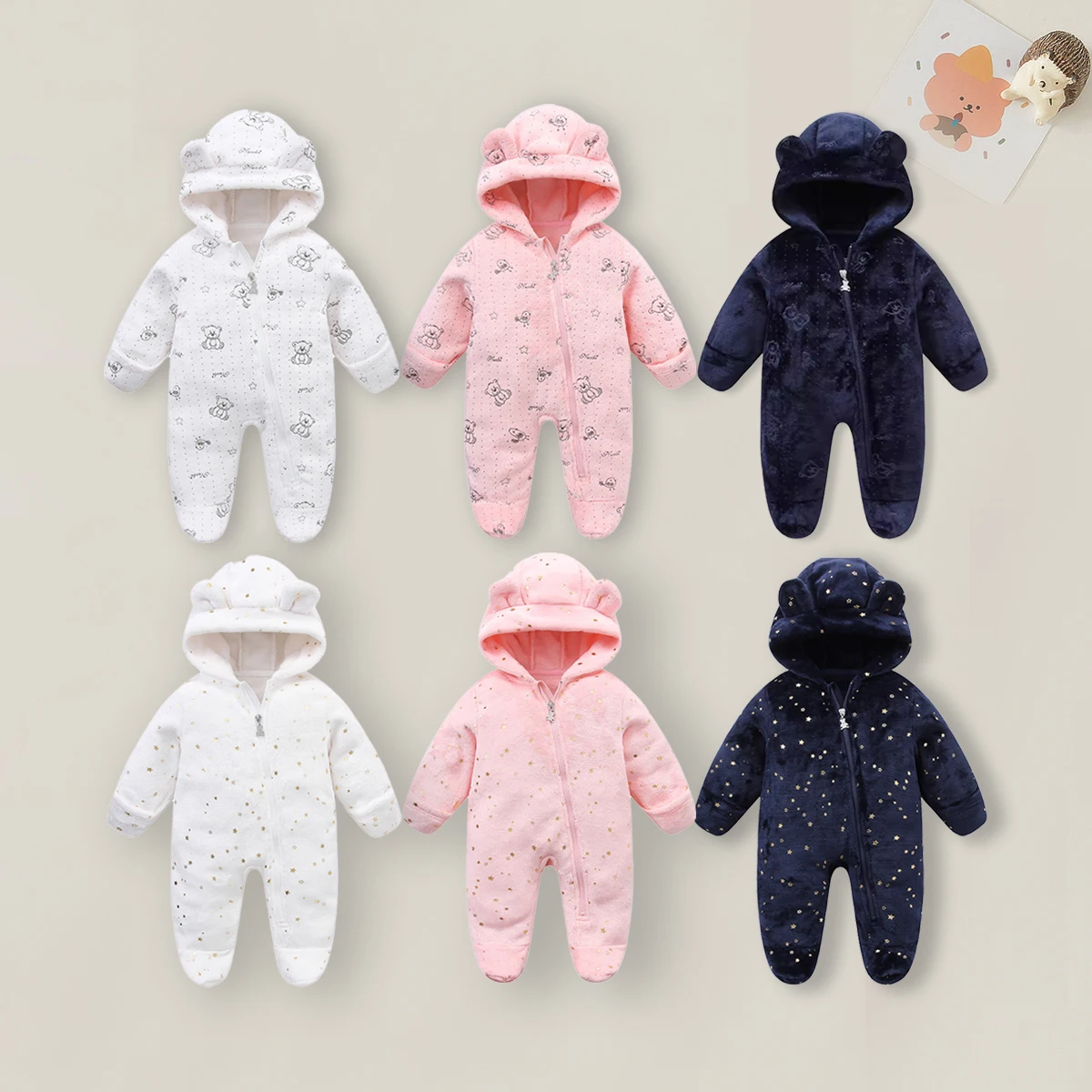 Aynigiell 0-9m Cartoon Neugeborenen Body warme Stram pler weiche Neugeborene Baby kleidung Flanell Herbst Winter Baby Jungen Mädchen Overall