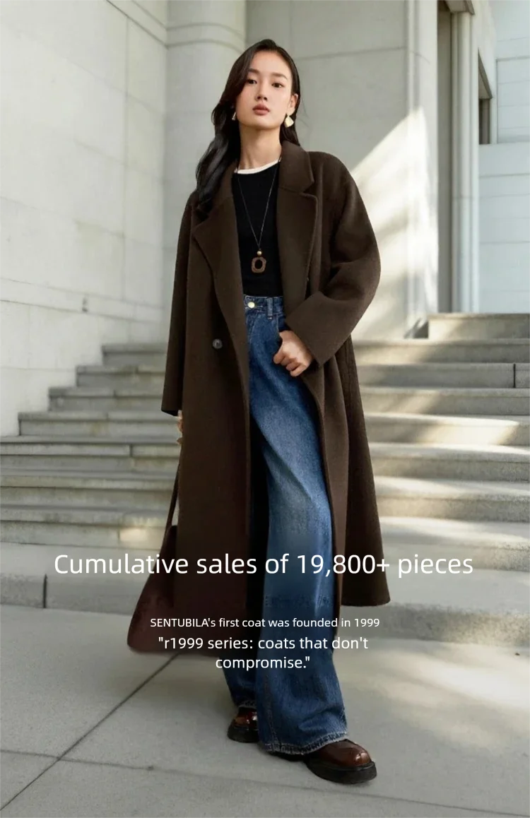 SENTUBILA Damen Wintermantel aus 100% Wolle, 2026, klassischer, eleganter Pendlerstil, doppelseitiger Überwurf, Damenbekleidung W54OA8780 – Detail 3