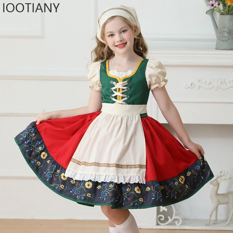 

Bavaria Children's Clothing Pastoral Girl Dress Farm Germany Munich Oktoberfest Dress Stage Maid Role Play Performance Costume