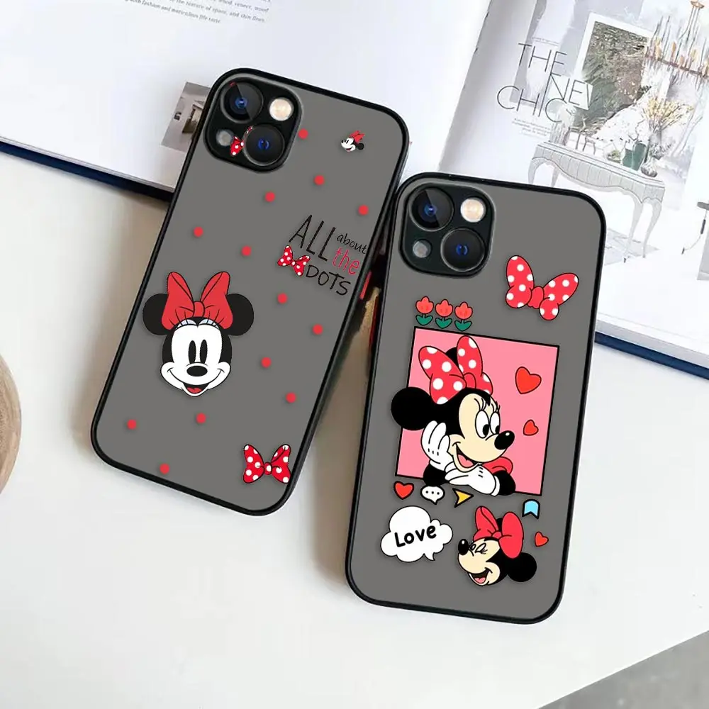 Matte Phone Case for iPhone 14 13 11 12 MINI Pro XS Max XR X 7 8 SE 2022 2020 6 Plus Case Funda Pretty M-Mickey M-Minnie Mouse