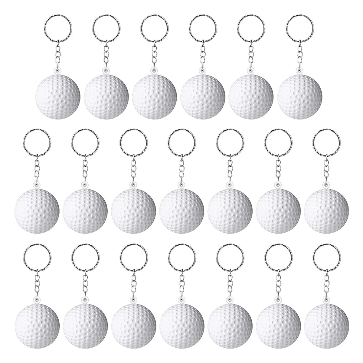 20 Pack Golf Ball Keychains for Party Favors,Golf Ball Stress Ball,School Carnival Reward,Sports Centerpiece Decorations