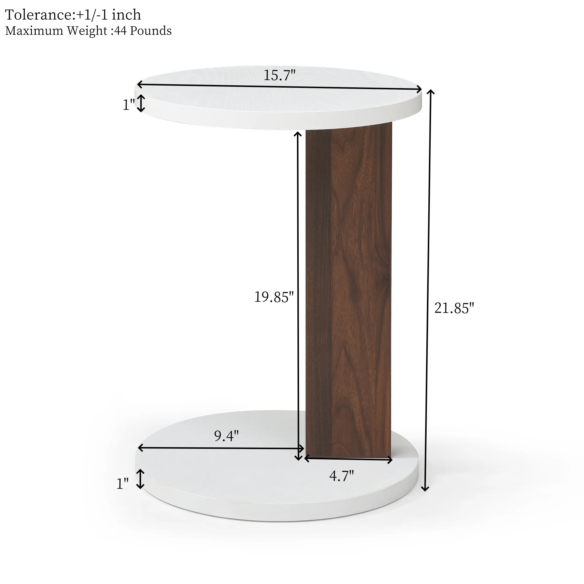 US STOCK Small End Table Rustic Round 2-Tier Side Table Modern C-Shaped Couch Table With Wood Frame For Bedroom Small Spaces