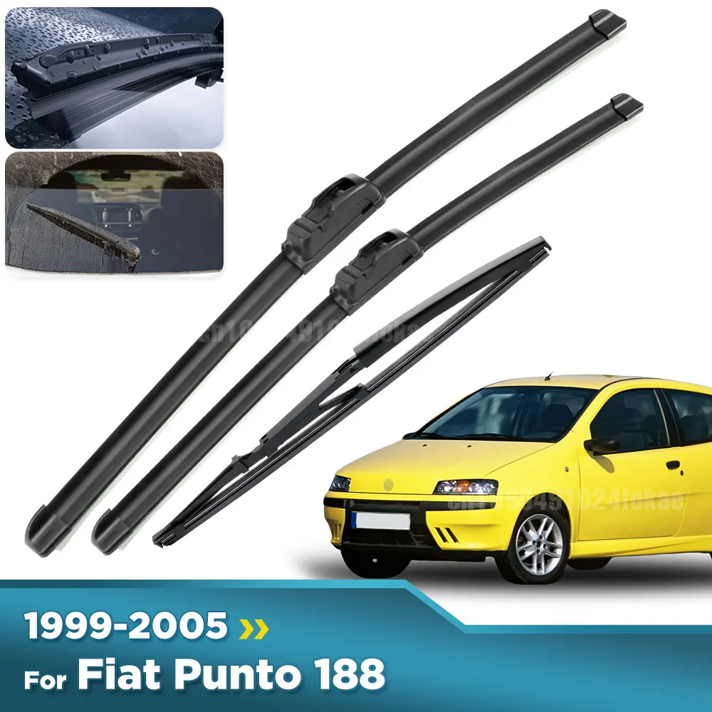 

For Fiat Punto 188 1999-2005 2000 2001 2002 2003 Wiper Front&Rear Wiper Blades Windshield Windscreen Window Brushes 22"+18"+14"