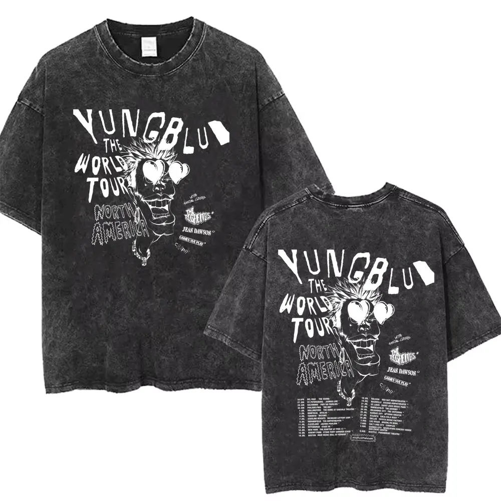 Yungblud ألبوم الموسيقى غريب ريترو غسلها تي شيرت الرجال النساء الهيب هوب المتضخم الشارع الشهير البديل روك قصيرة الأكمام تي شيرت